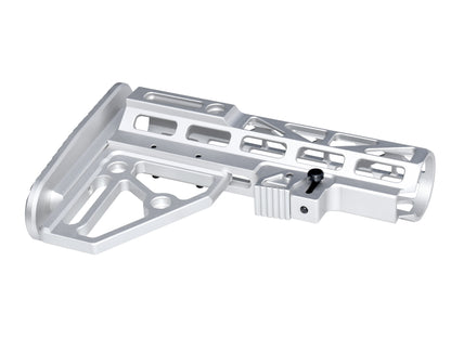 Presma Skeletonized AR Mil Spec Buttstock, Silver Anodized Aluminum