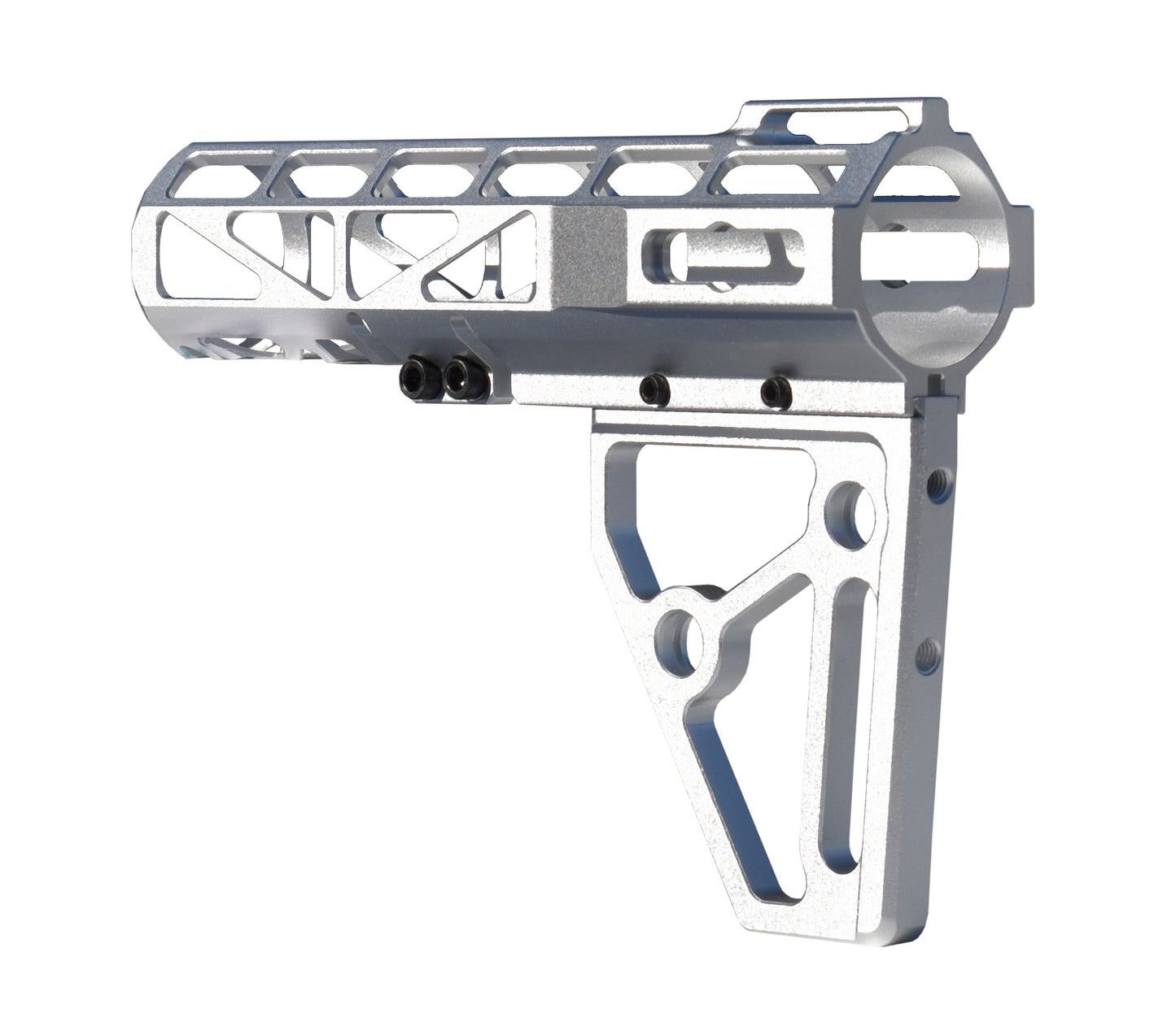 Presma Skeletonized Pistol Arm Brace, Silver Anodized Aluminum
