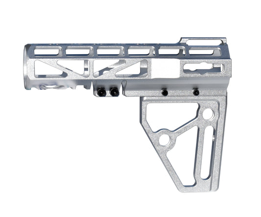 Presma Skeletonized Pistol Arm Brace, Silver Anodized Aluminum