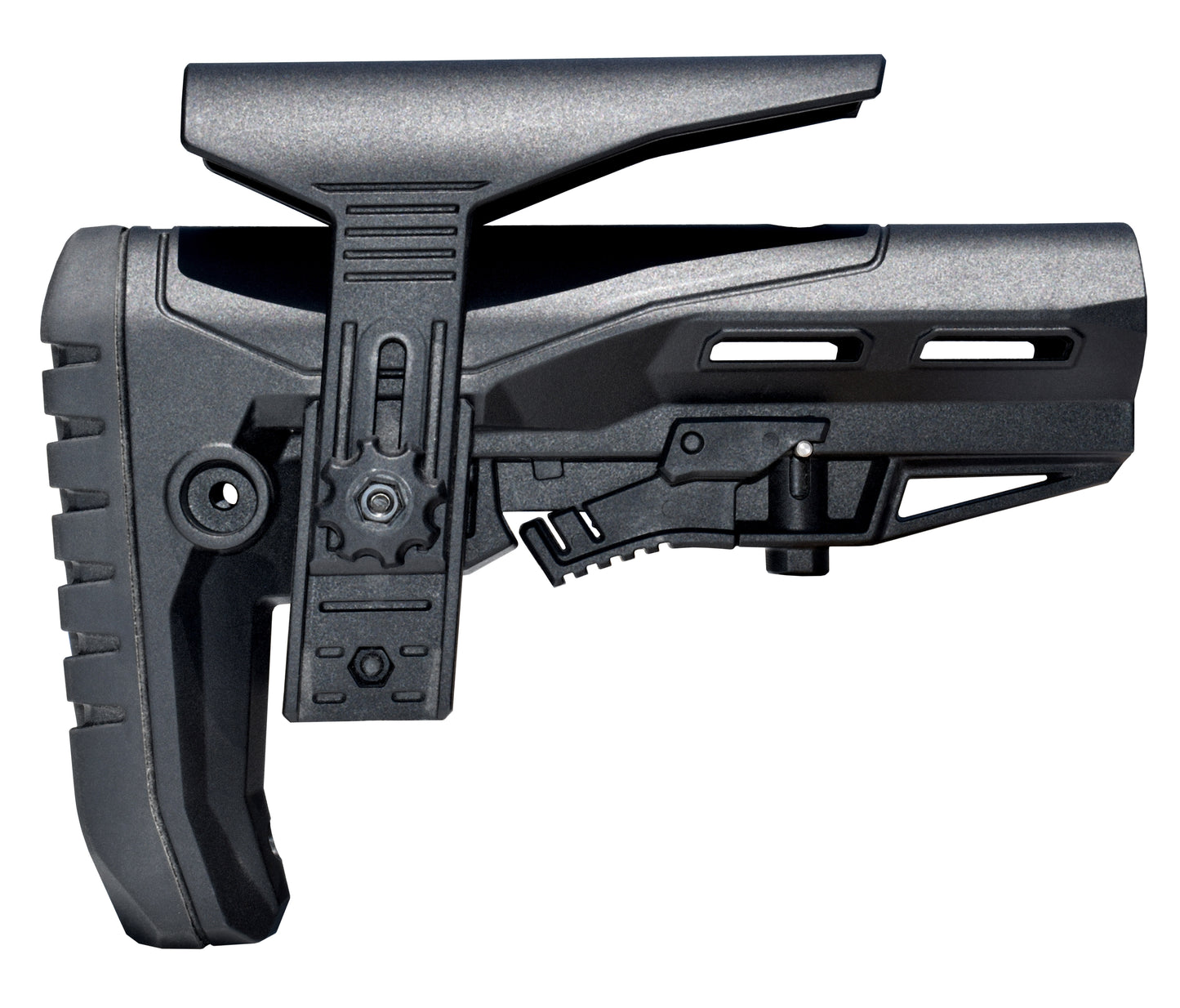 Enhanced Polymer Mil-Spec Buttstock, with Adjustable Cheek Rest and Rubber Pad