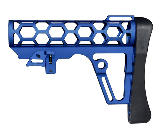 Presma Skeletonized AR Buttstock For 6 Position Mil Spec Tubes, Dark Blue.