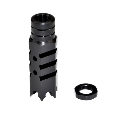 Tactical Competition Shark Muzzle Brake Recoil Compensator for .458 SOCOM .450 Bushmaster, 11/16"x24 thread, Steel with Black Phosphate finish
