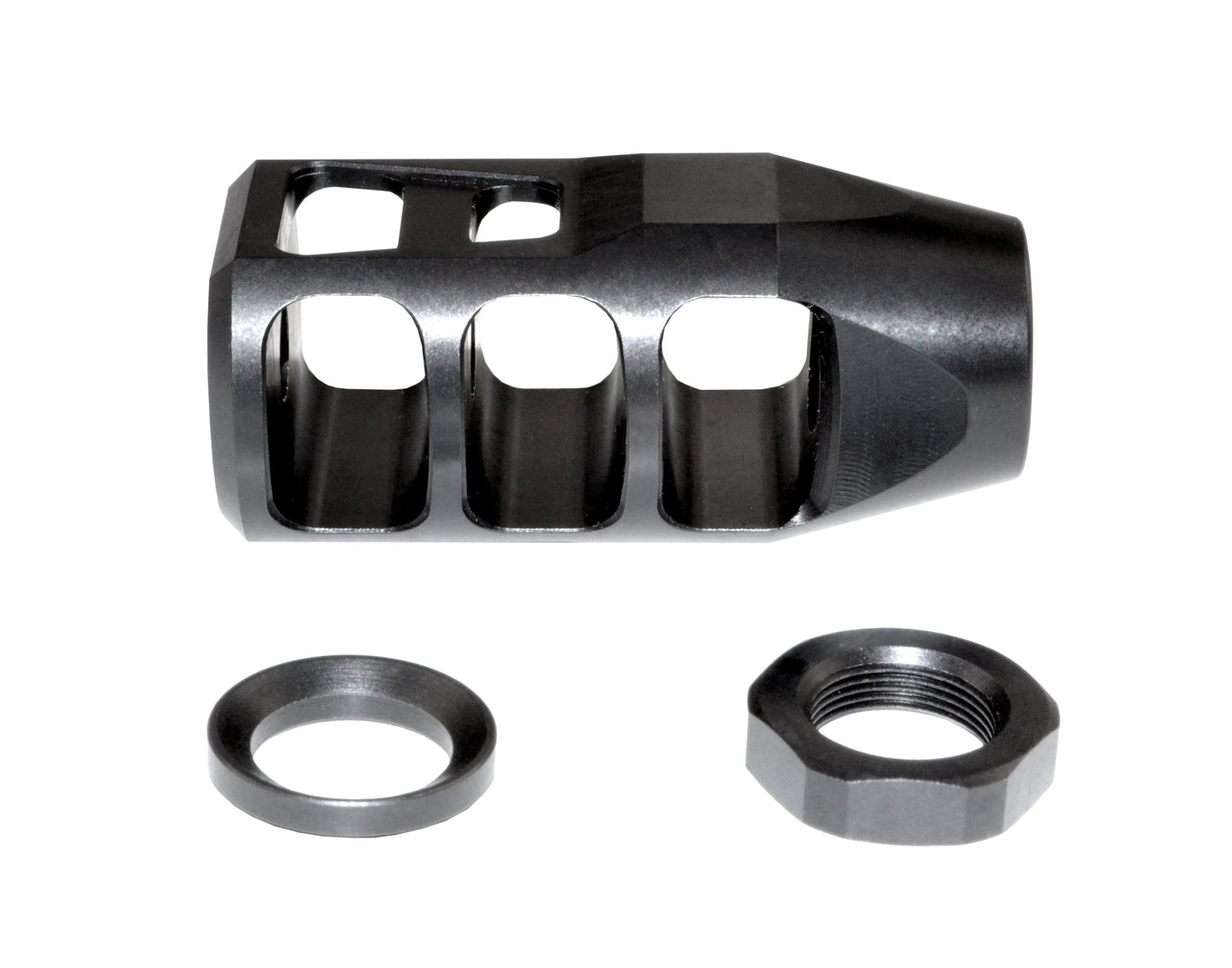 CNC Tanker Steel muzzle brake 5/8″x24 .308/7.62 NATO, Black