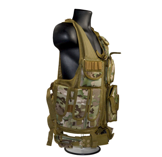 Badass Tactical Multi Function Vest, Tan Camoflauge