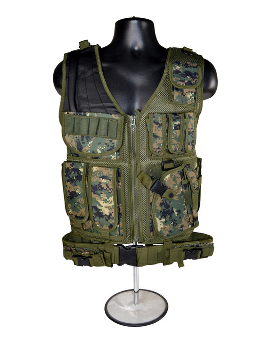 Badass Hunting and Tactical Multi Function Vest, Digital Green Camouflage