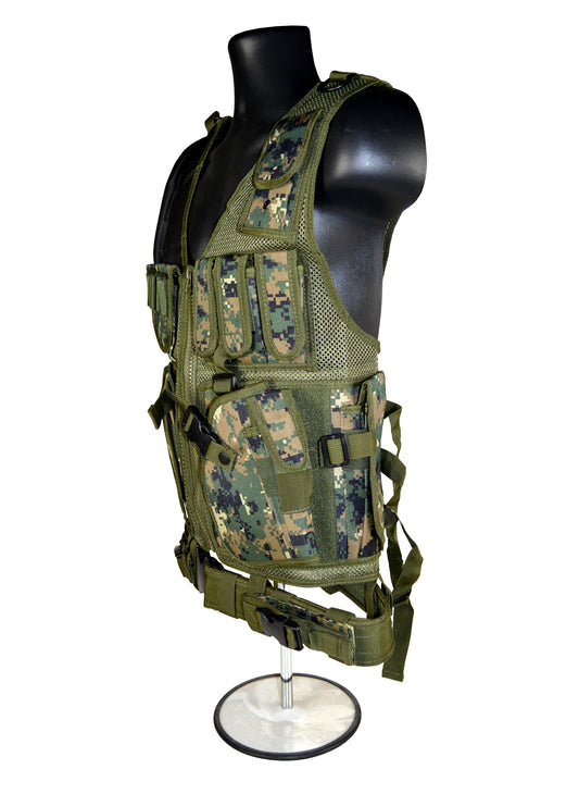 Badass Hunting and Tactical Multi Function Vest, Digital Green Camouflage