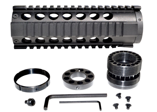 7" Carbine Length Free Float Quad Rail Handguard for AR-15 .223 and 5.56, with End Cap