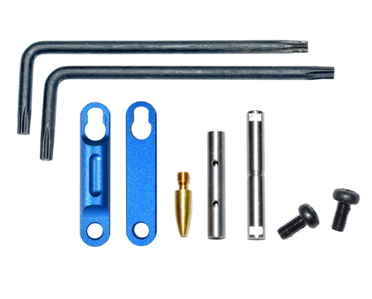 AR Precision Non Rotating Trigger and Hammer Pin and Plate Kit, with Anti Walk Pin and Dark Blue Retainer Plates