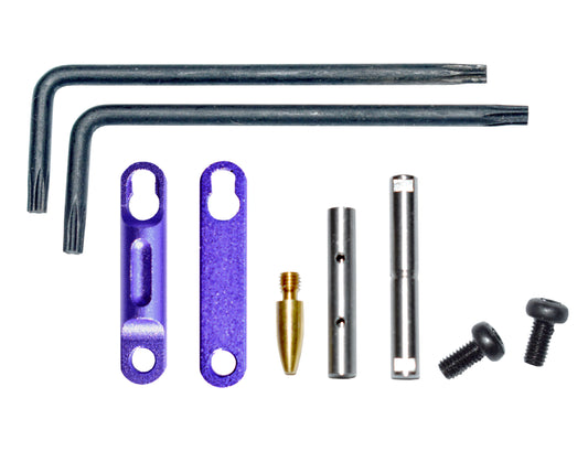 AR Precision Non Rotating Trigger and Hammer Pin and Plate Kit, with Anti Walk Pin and Purple Retainer Plates