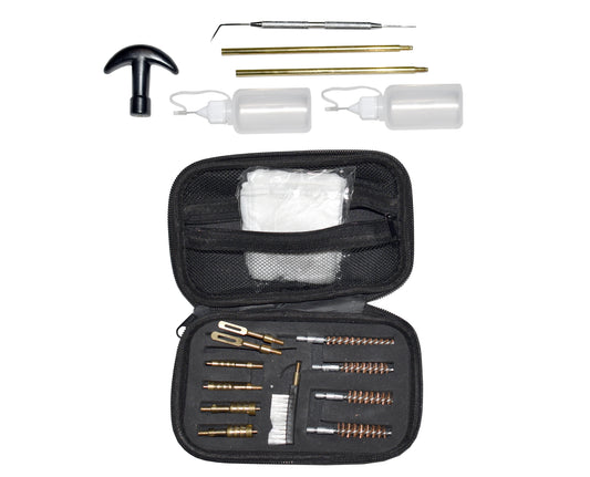 Universal Handgun Cleaning kit .22/.357/.38/9mm/.45 Caliber Pistol, Bronze Bore Brush and Brass Jag Adapter