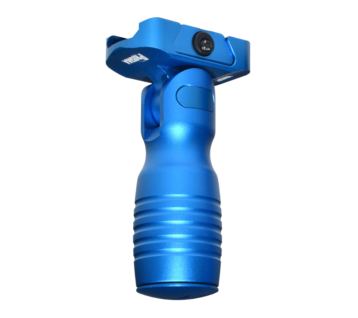 Aluminum 5 Position Folding Shorty Fore Grip, with Storage Compartment, Blue.  For Picatinny Rails
