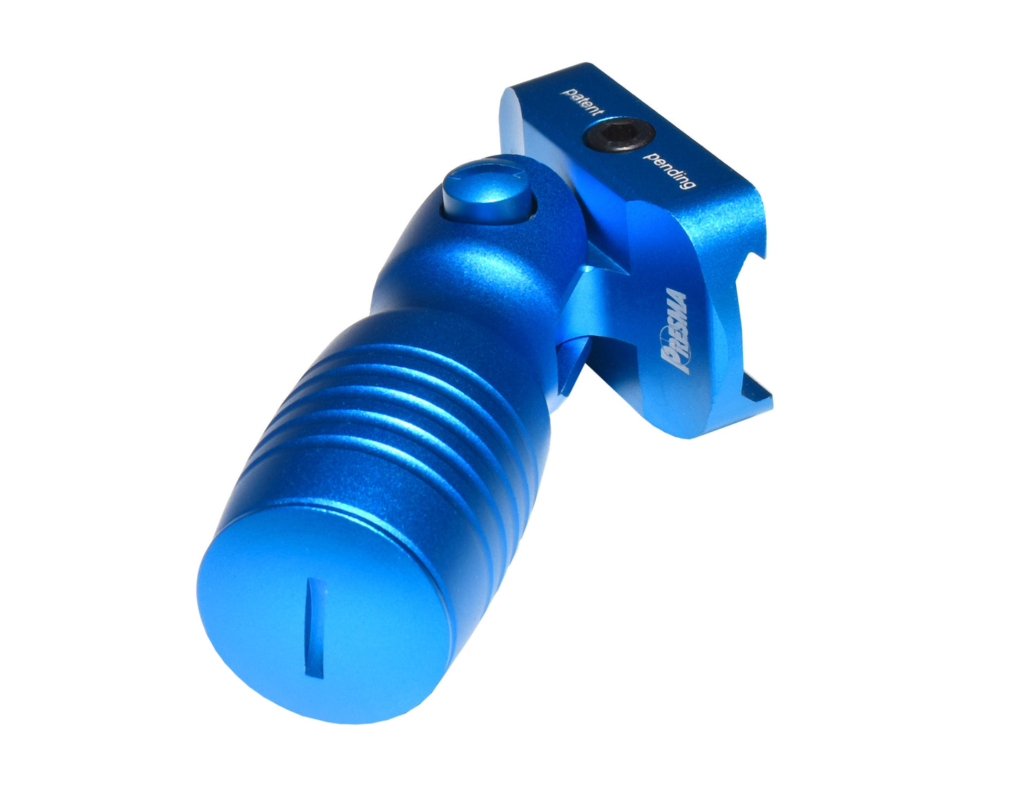 Aluminum 5 Position Folding Shorty Fore Grip, with Storage Compartment, Blue.  For Picatinny Rails