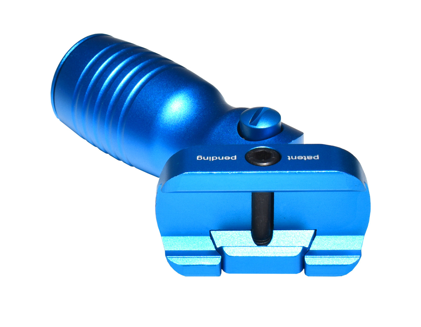 Aluminum 5 Position Folding Shorty Fore Grip, with Storage Compartment, Blue.  For Picatinny Rails