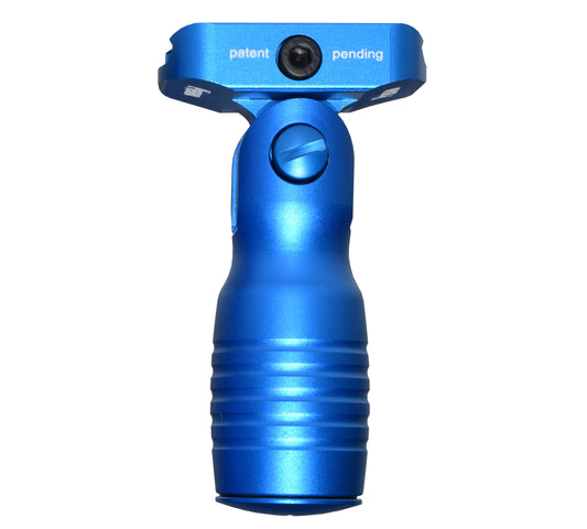 Aluminum 5 Position Folding Shorty Fore Grip, with Storage Compartment, Blue.  For Picatinny Rails