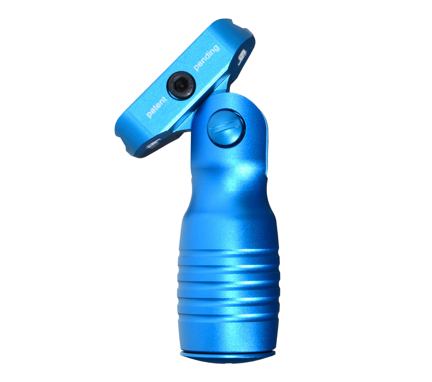 Aluminum 5 Position Folding Shorty Fore Grip, with Storage Compartment, Blue.  For Picatinny Rails