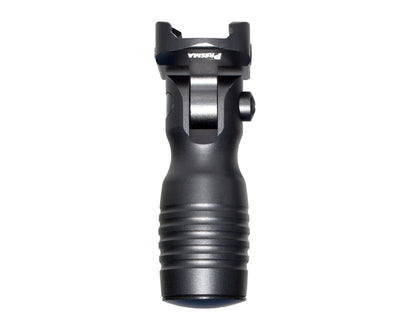 Aluminum 5 Position Folding Shorty Fore Grip, with Storage Compartment, Black.  For Picatinny Rails