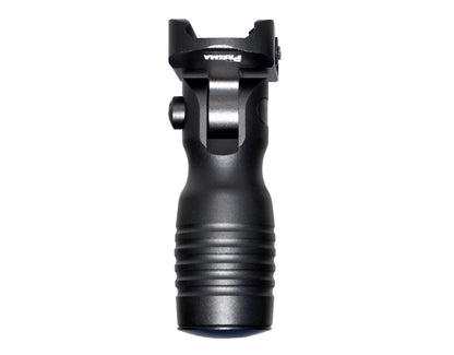Aluminum 5 Position Folding Shorty Fore Grip, with Storage Compartment, Black.  For Picatinny Rails