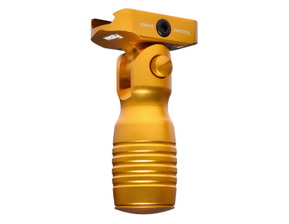Aluminum 5 Position Folding Shorty Fore Grip, with Storage Compartment, Gold.  For Picatinny Rails