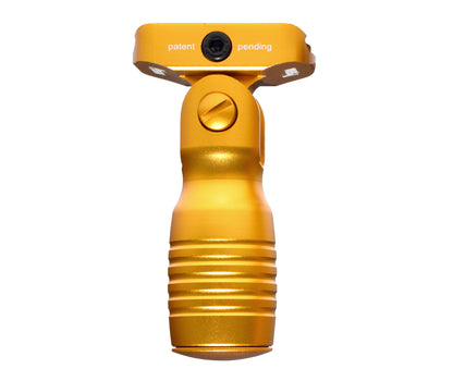 Aluminum 5 Position Folding Shorty Fore Grip, with Storage Compartment, Gold.  For Picatinny Rails