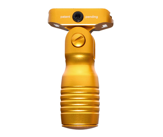 Aluminum 5 Position Folding Shorty Fore Grip, with Storage Compartment, Gold.  For Picatinny Rails
