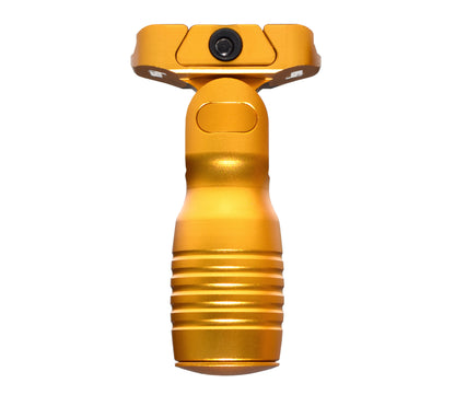 Aluminum 5 Position Folding Shorty Fore Grip, with Storage Compartment, Gold.  For Picatinny Rails