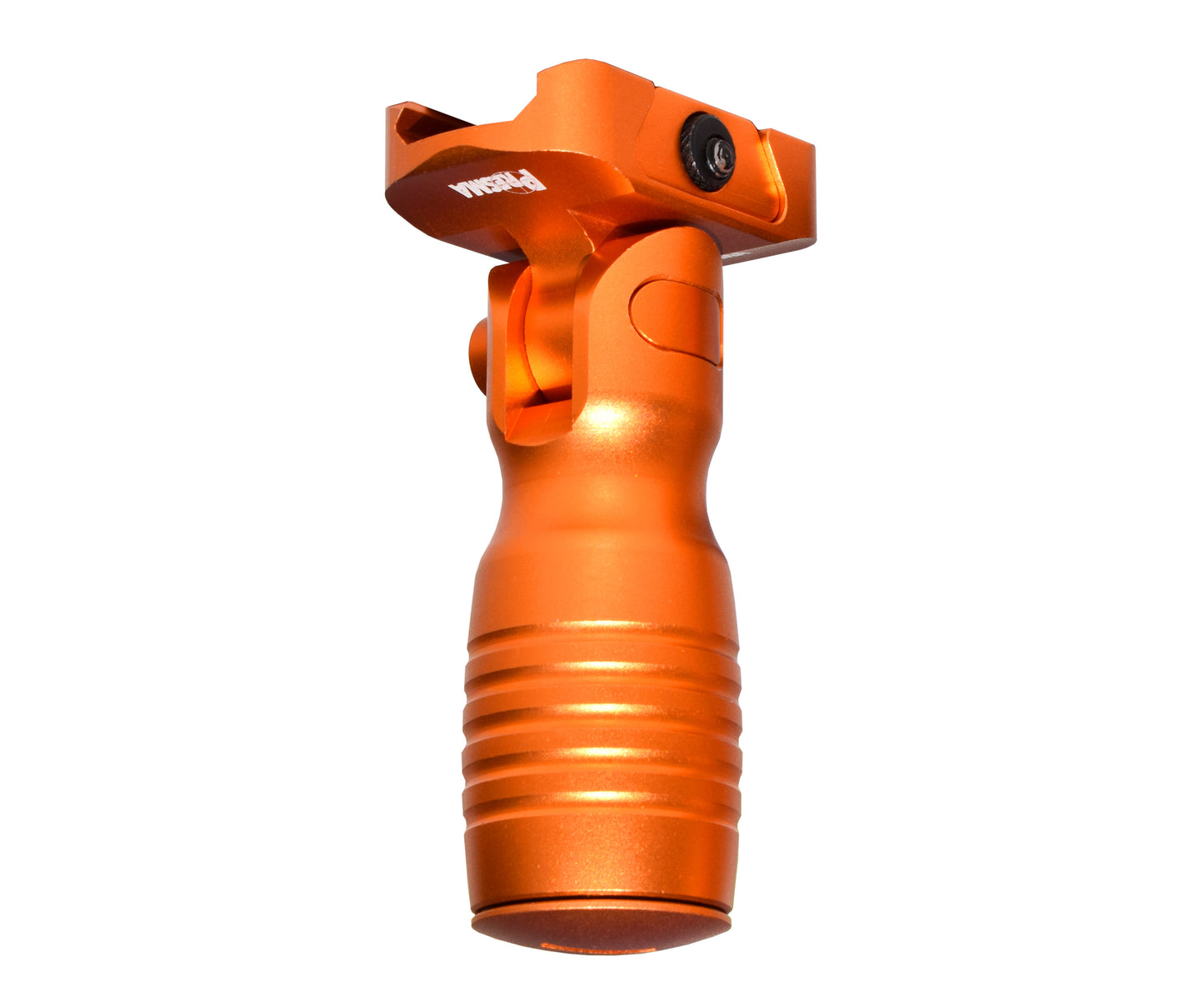 Aluminum 5 Position Folding Shorty Fore Grip, with Storage Compartment, Orange.  For Picatinny Rails