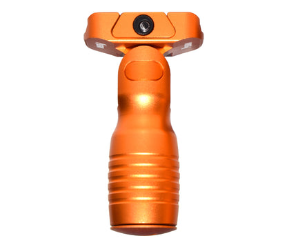 Aluminum 5 Position Folding Shorty Fore Grip, with Storage Compartment, Orange.  For Picatinny Rails