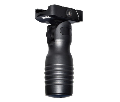 Aluminum 5 Position Folding Shorty Fore Grip, with Storage Compartment, Black.  For Picatinny Rails