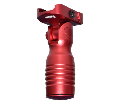 Aluminum 5 Position Folding Shorty Fore Grip, with Storage Compartment, Red.  For Picatinny Rails