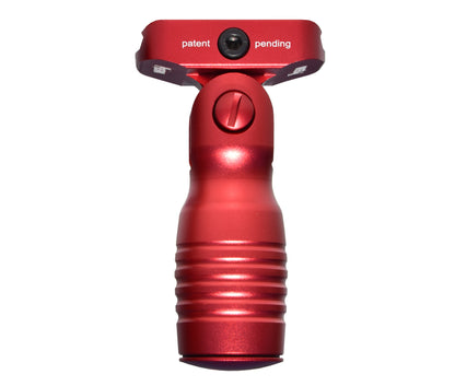 Aluminum 5 Position Folding Shorty Fore Grip, with Storage Compartment, Red.  For Picatinny Rails