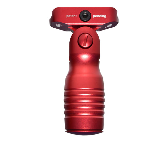 Aluminum 5 Position Folding Shorty Fore Grip, with Storage Compartment, Red.  For Picatinny Rails