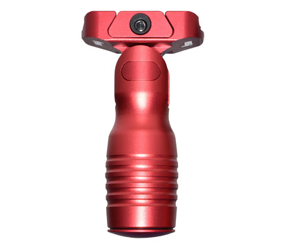 Aluminum 5 Position Folding Shorty Fore Grip, with Storage Compartment, Red.  For Picatinny Rails