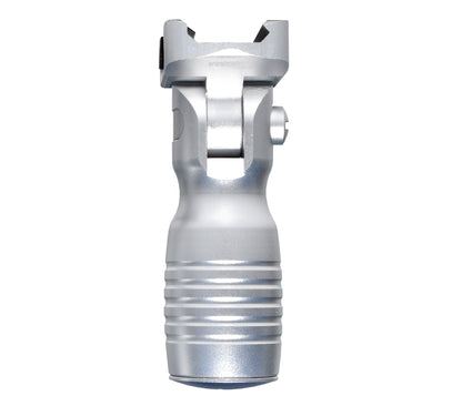 Aluminum 5 Position Folding Shorty Fore Grip, with Storage Compartment, Silver.  For Picatinny Rails