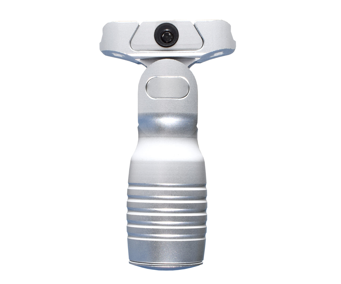 Aluminum 5 Position Folding Shorty Fore Grip, with Storage Compartment, Silver.  For Picatinny Rails