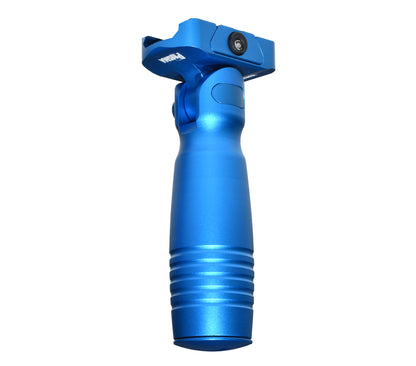 Aluminum 5 Position Folding Fore Grip, with Storage Compartment, Blue.  For Picatinny Rails