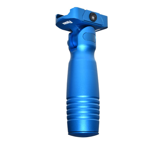 Aluminum 5 Position Folding Fore Grip, with Storage Compartment, Blue.  For Picatinny Rails