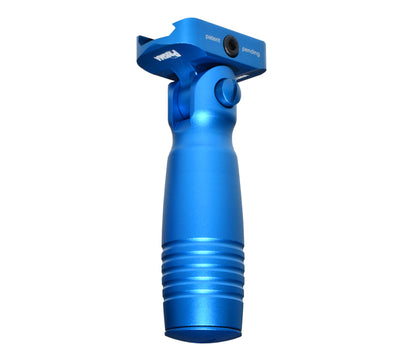 Aluminum 5 Position Folding Fore Grip, with Storage Compartment, Blue.  For Picatinny Rails