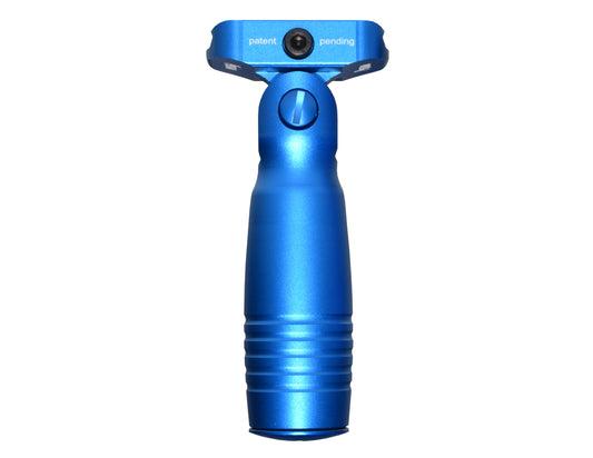 Aluminum 5 Position Folding Fore Grip, with Storage Compartment, Blue.  For Picatinny Rails