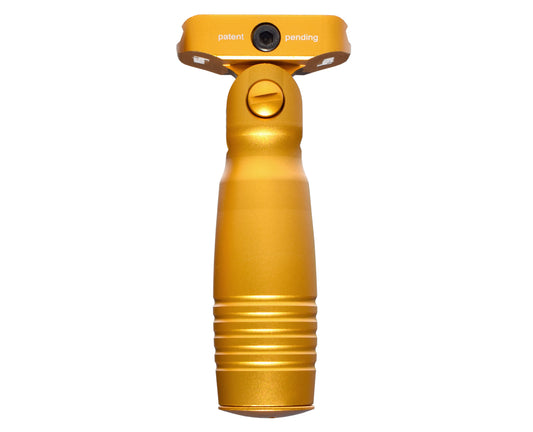 Aluminum 5 Position Folding Fore Grip, with Storage Compartment, Gold.  For Picatinny Rails