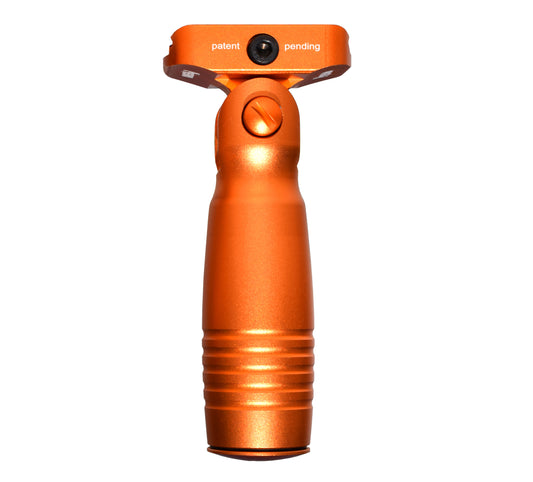 Aluminum 5 Position Folding Fore Grip, with Storage Compartment, Orange.  For Picatinny Rails
