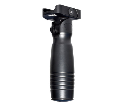 Aluminum 5 Position Folding Fore Grip, with Storage Compartment, Black.  For Picatinny Rails.