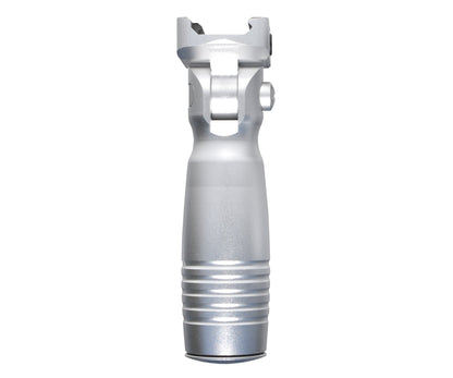 Aluminum 5 Position Folding Fore Grip, with Storage Compartment, Silver.  For Picatinny Rails