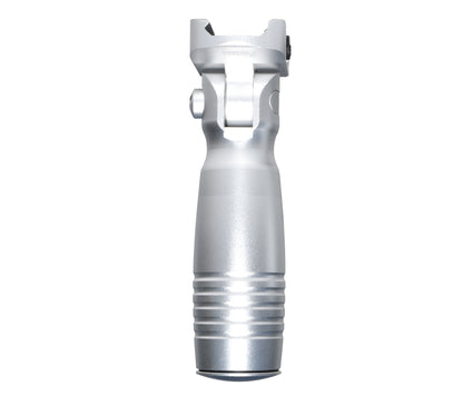 Aluminum 5 Position Folding Fore Grip, with Storage Compartment, Silver.  For Picatinny Rails