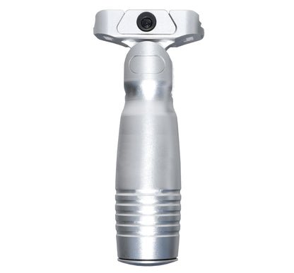 Aluminum 5 Position Folding Fore Grip, with Storage Compartment, Silver.  For Picatinny Rails