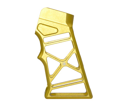 AR Super Lightweight Skeletonized Rear Pistol Style Grip, Gold Anodized Aluminum