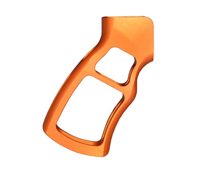 Skeletonized Ergonomic Rear Pistol Style Grip from Presma Inc, Orange Anodized Aluminum
