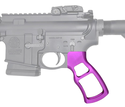 Skeletonized Ergonomic Rear Pistol Style Grip from Presma Inc, Purple Anodized Aluminum