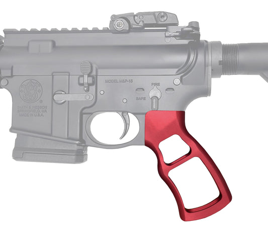 Skeletonized Ergonomic Rear Pistol Style Grip from Presma Inc, Dark Red Anodized Aluminum