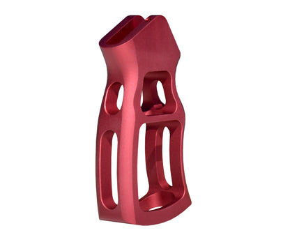 Skeletonized Ergonomic Rear Pistol Style Grip from Presma Inc, Dark Red Anodized Aluminum