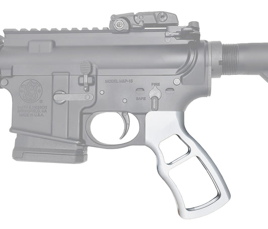 Skeletonized Ergonomic Rear Pistol Style Grip from Presma Inc, Silver Anodized Aluminum